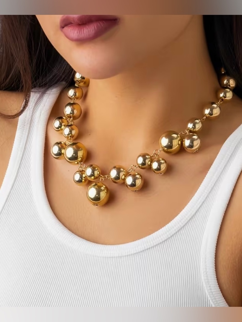 💛 NEW Elegant & Unique Gold Ball Statement Necklace - Women Jewelry 💛